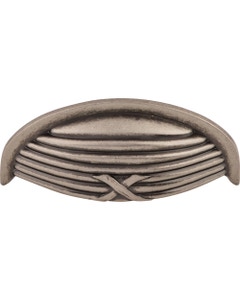 Ribbon & Reed Cup Cabinet Pull 3" Center to Center Pewter Antique