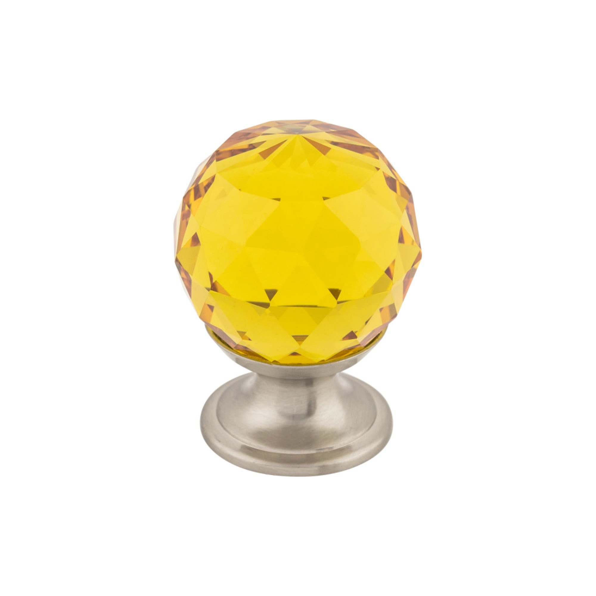 Amber Crystal 1 1/8" Diameter Round Cabinet Knob