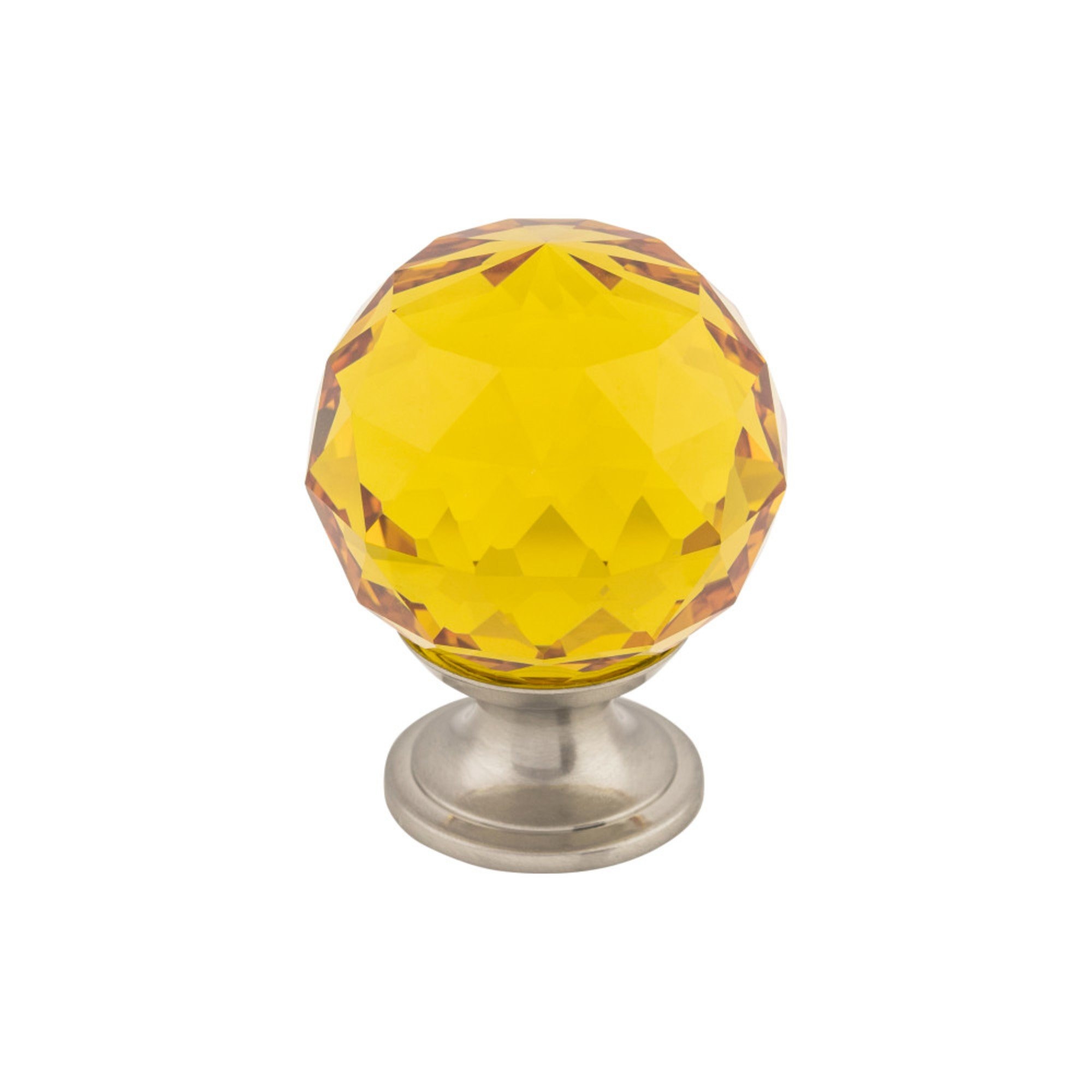 Amber Crystal 1 3/8" Diameter Round Cabinet Knob