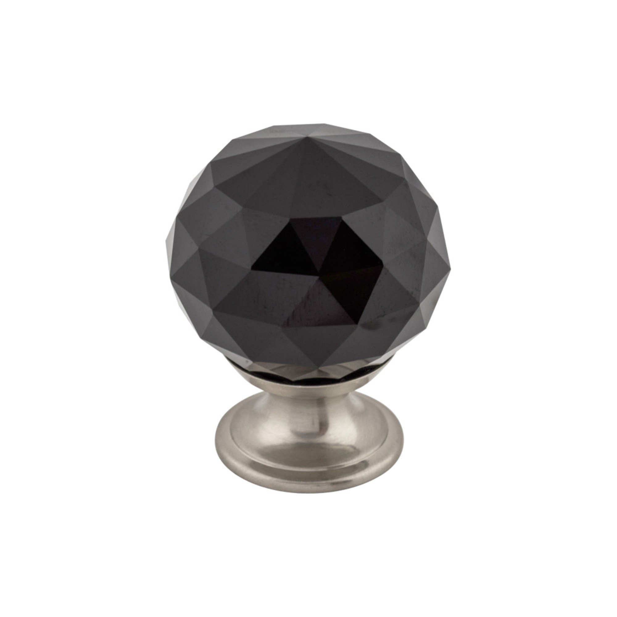 Black Crystal 1 3/8" Diameter Round Cabinet Knob