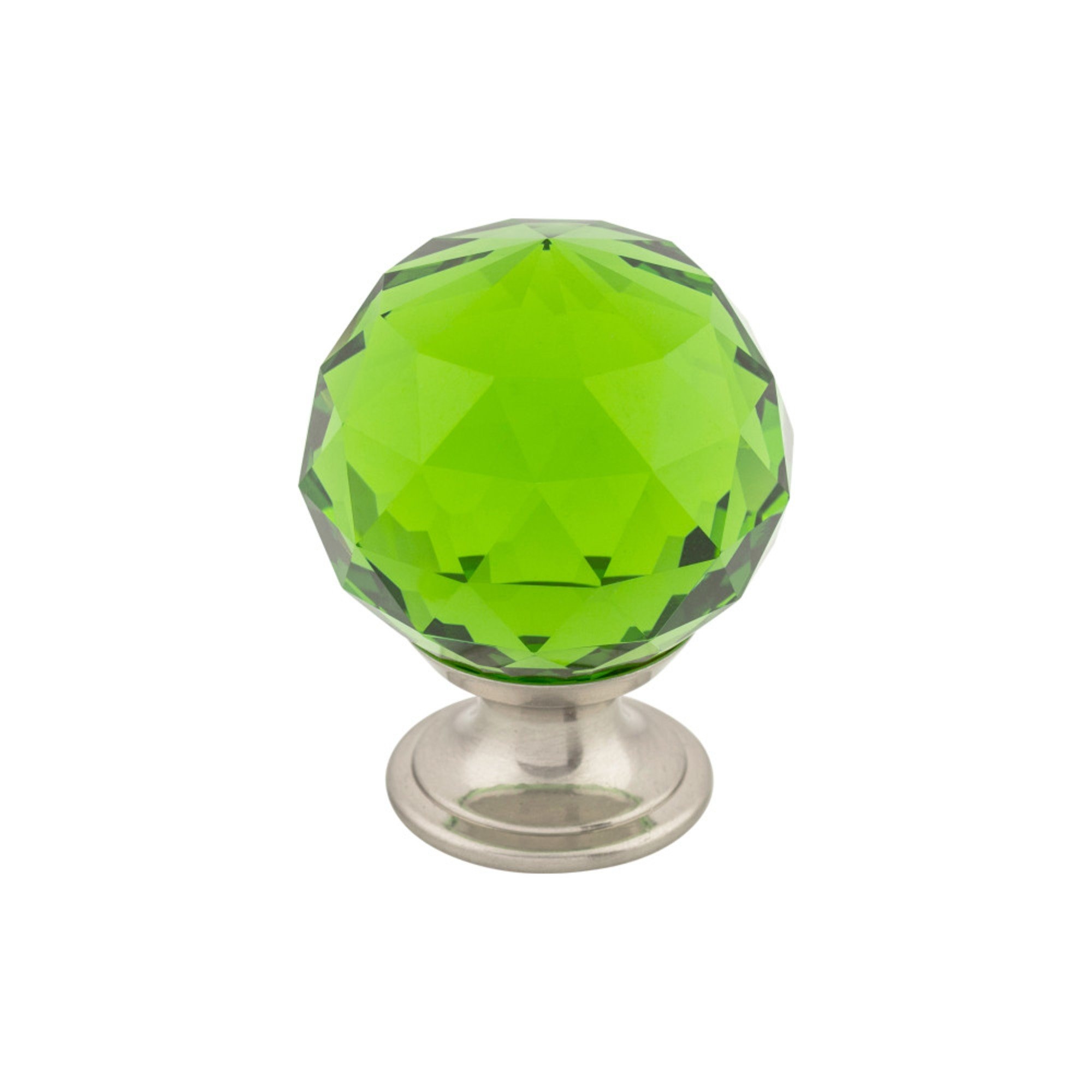 Green Crystal 1 3/8" Diameter Round Cabinet Knob