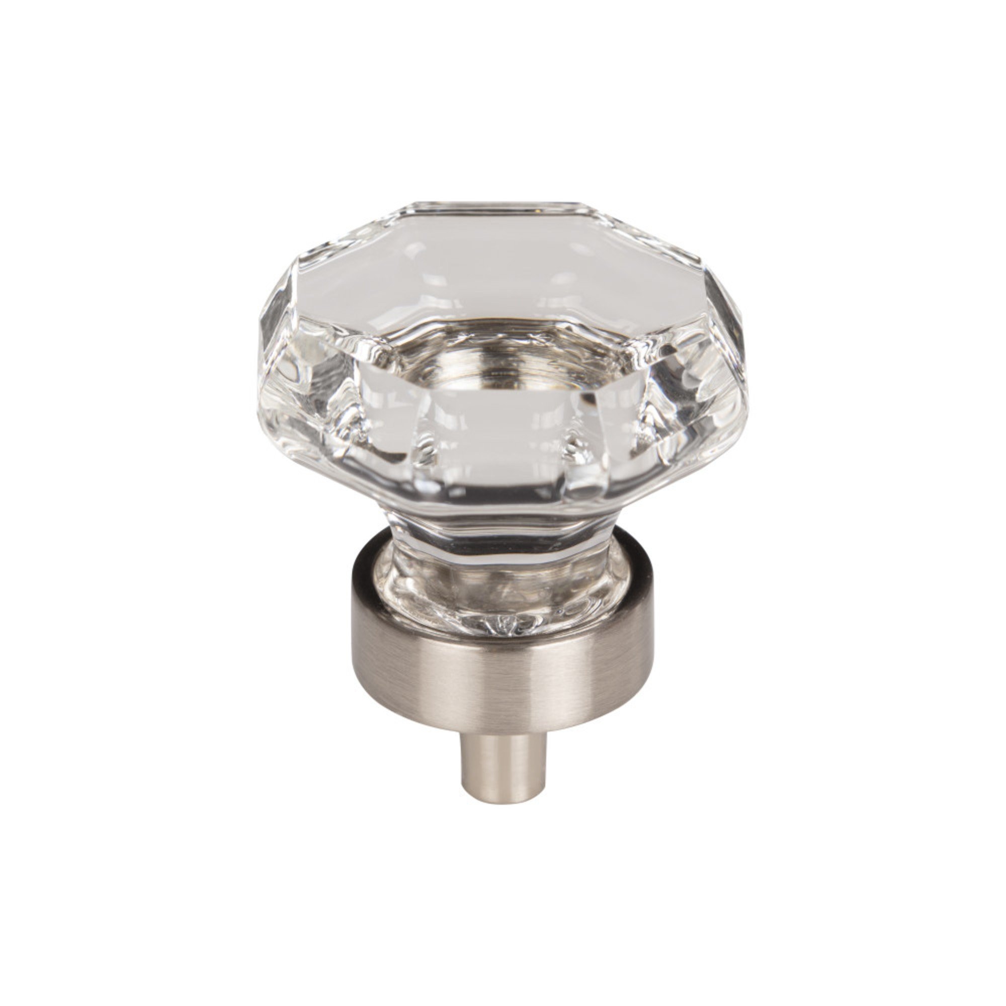 Clear Octagon Crystal 1 3/8" Diameter Round Cabinet Knob