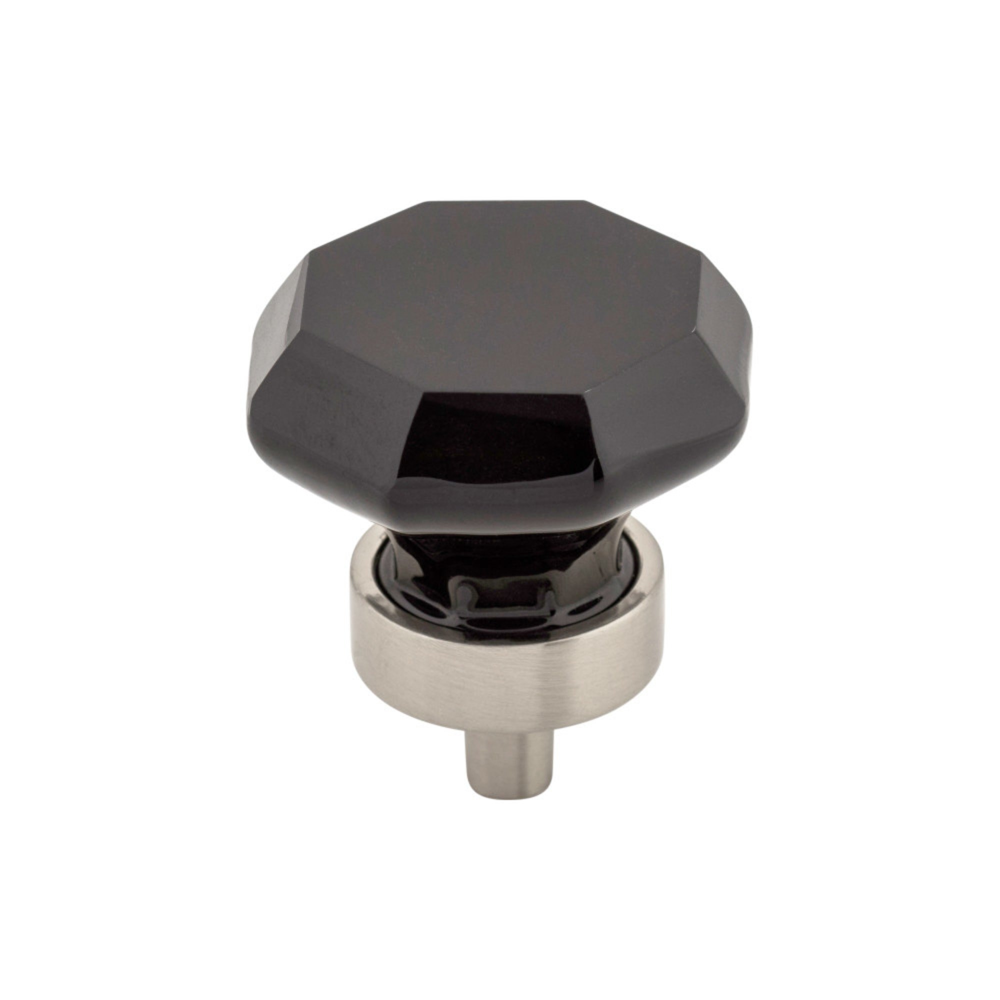 Black Octagon Crystal 1 3/8" Diameter Round Cabinet Knob